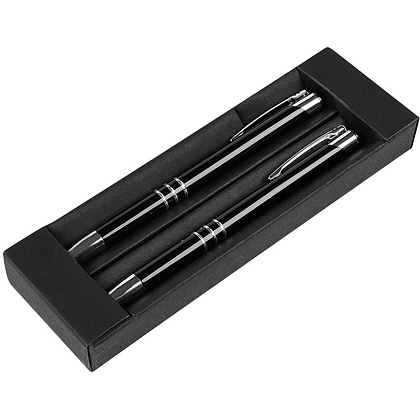 Набор "Claremont" ручка шариковая автоматическая и карандаш автоматический, черный, серебристый