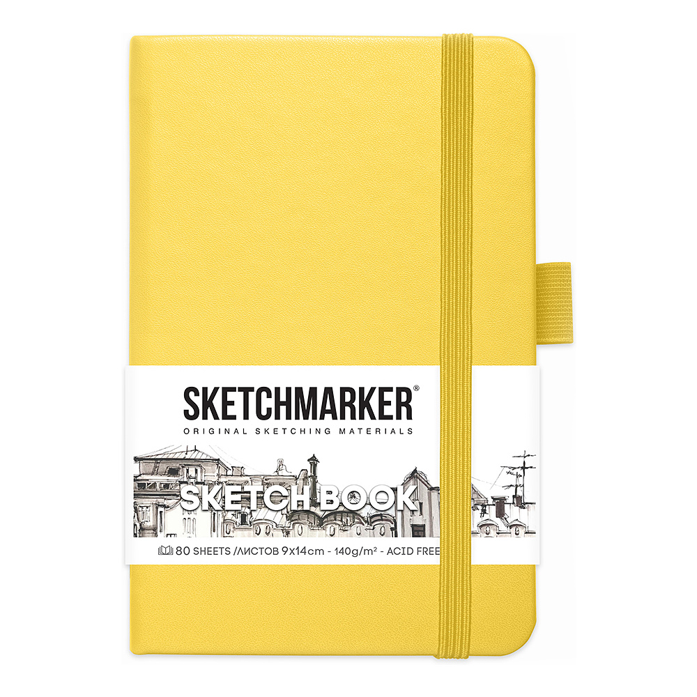 Скетчбук "Sketchmarker", 9x14 см, 140 г/м2, 80 листов, лимонный