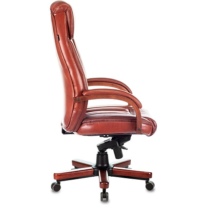 Кресло для руководителя Бюрократ "T-9922WALNUT", кожа, металл, дерево, светло-коричневый  - 3