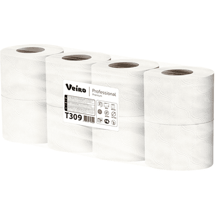 Бумага туалетная Veiro Professional Premium, 3 слоя, 8 рулонов - 6