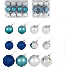 Набор елочных украшений "Ассорти синее", d9 см, 33 шт, синий, серебристый