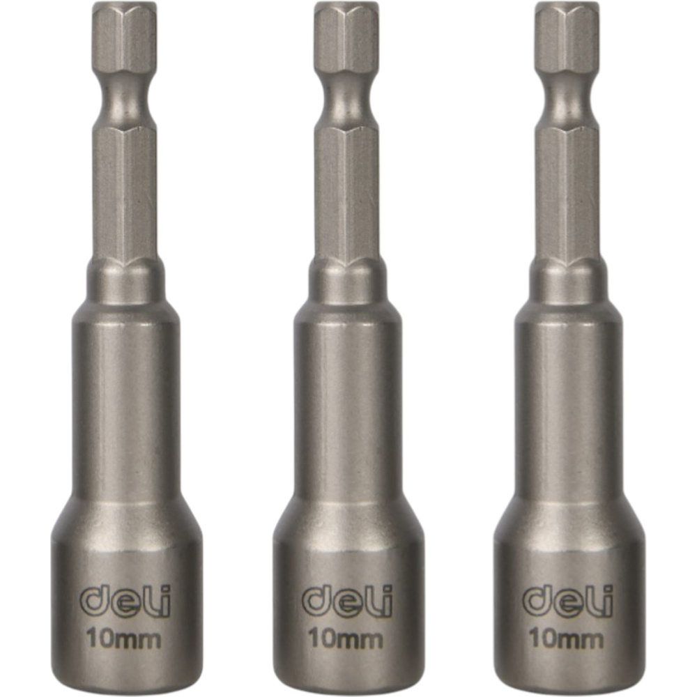Набор насадок шестигранных магнитных Deli YS EDL4810T, 10 мм, 3 шт, HEX 1/4", серебристый