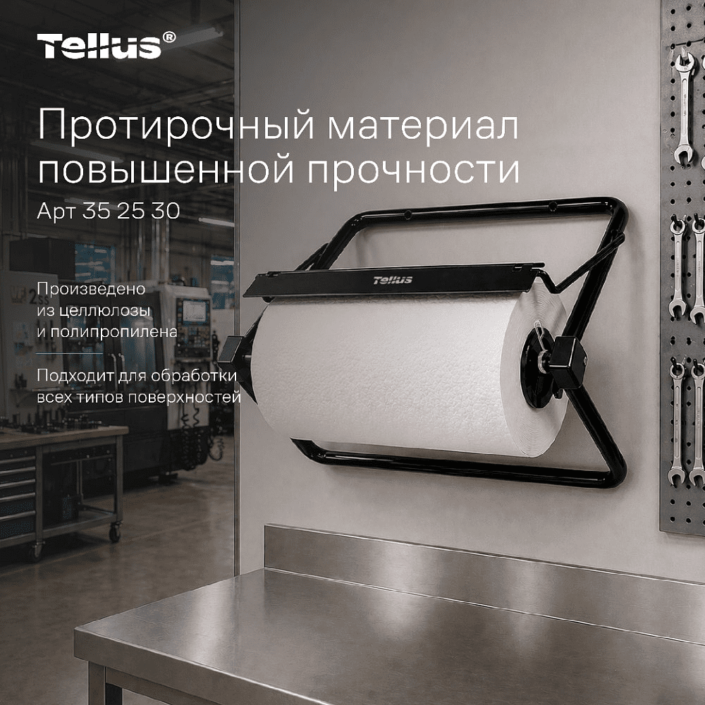 Протирочный материал нетканый Tellus c центральной вытяжкой повышенной прочности, 1 слой, 106,4 м, WM1/WM3 - 17