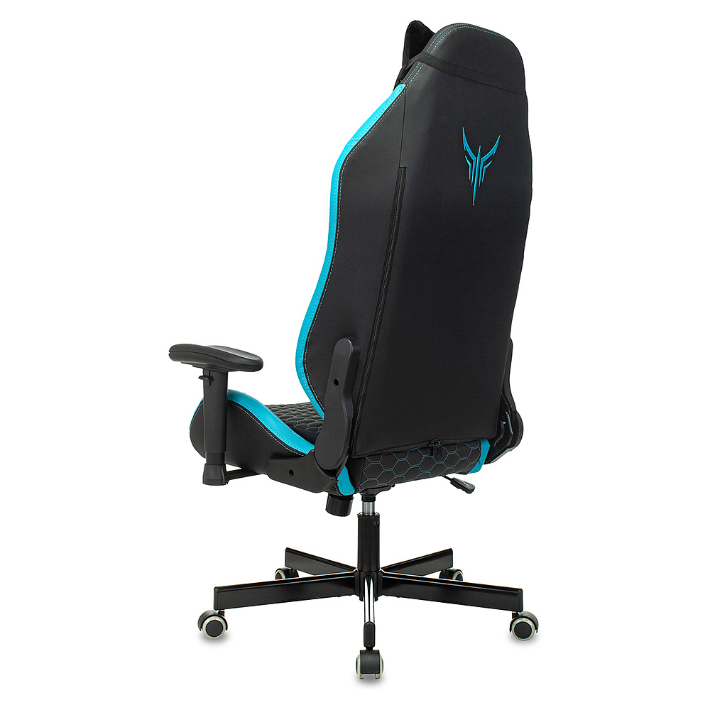 Кресло игровое "Knight Neon", экокожа, металл, черный, голубой - 6