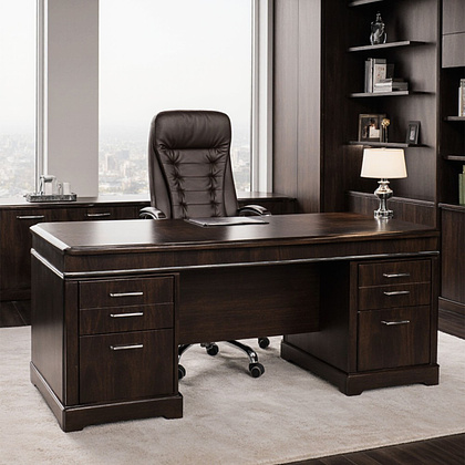 Кресло для руководителя AksHome "Richard new", экокожа, металл, коричневый - 22