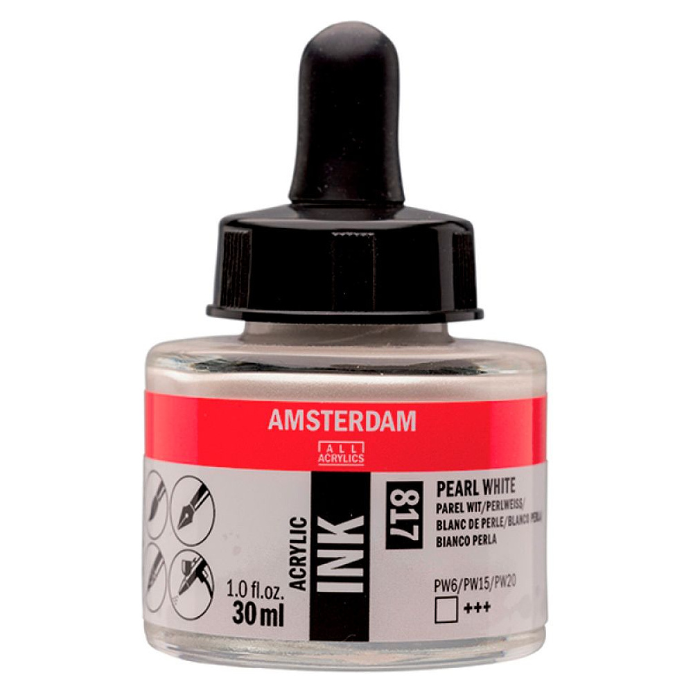 Жидкий акрил "Amsterdam", 817 жемчужный белый, 30 мл