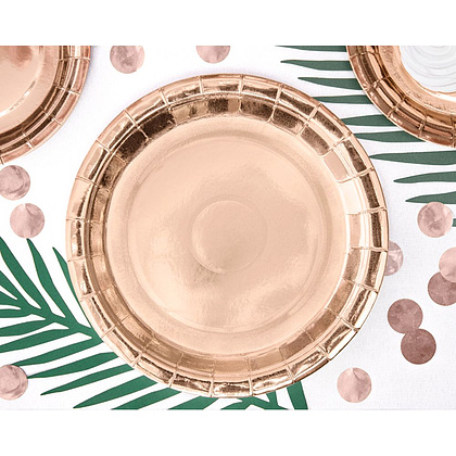 Тарелка бумажная "TPP36-019R", 23 см, 6 шт, розовое золото - 2