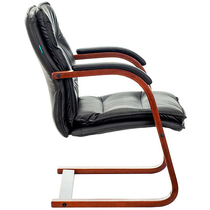 Стул для посетителей Бюрократ "T-9927WALNUT-AV", кожа, дерево, черный - 3