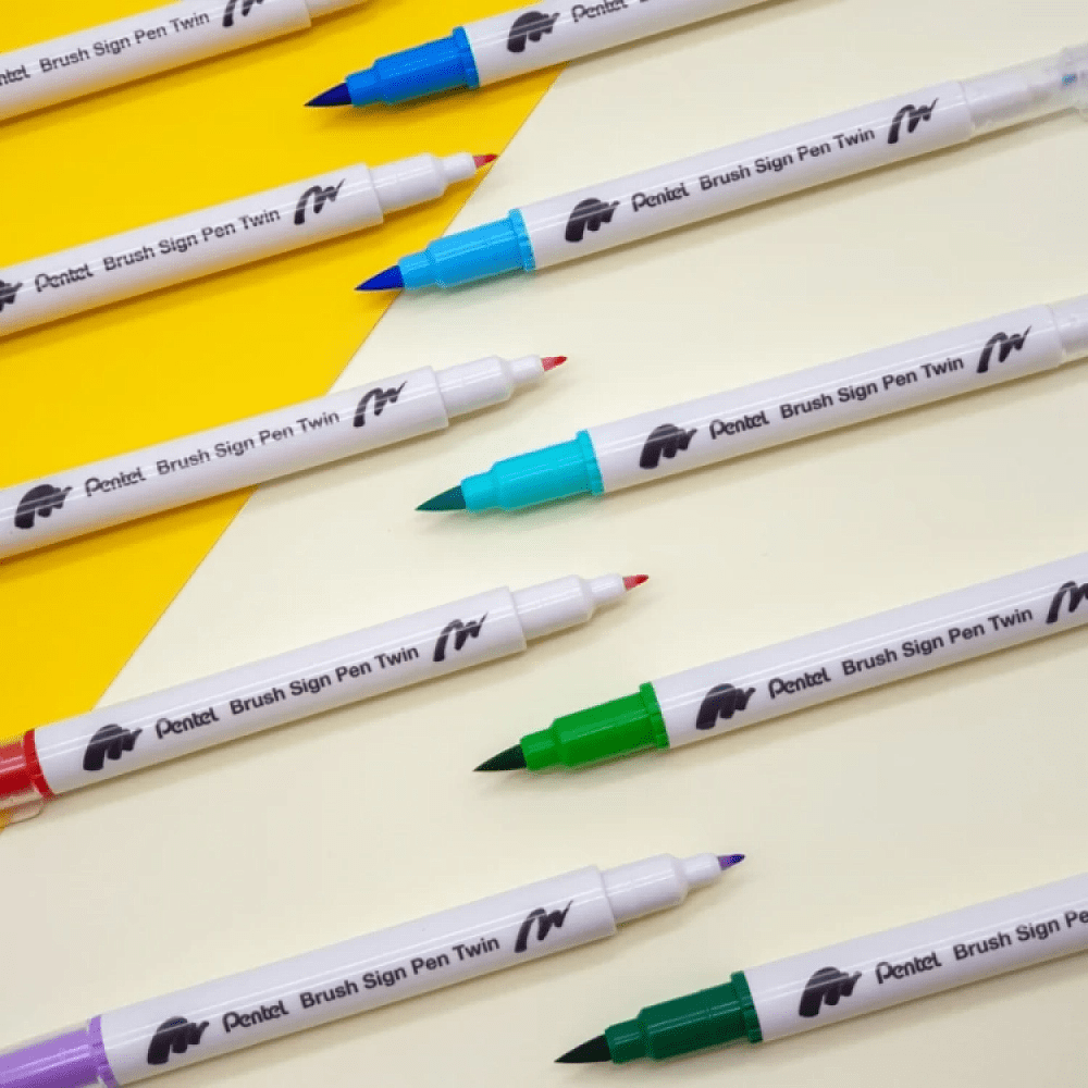 Маркер-кисть "Brush Sign pen twin", 12 шт - 6