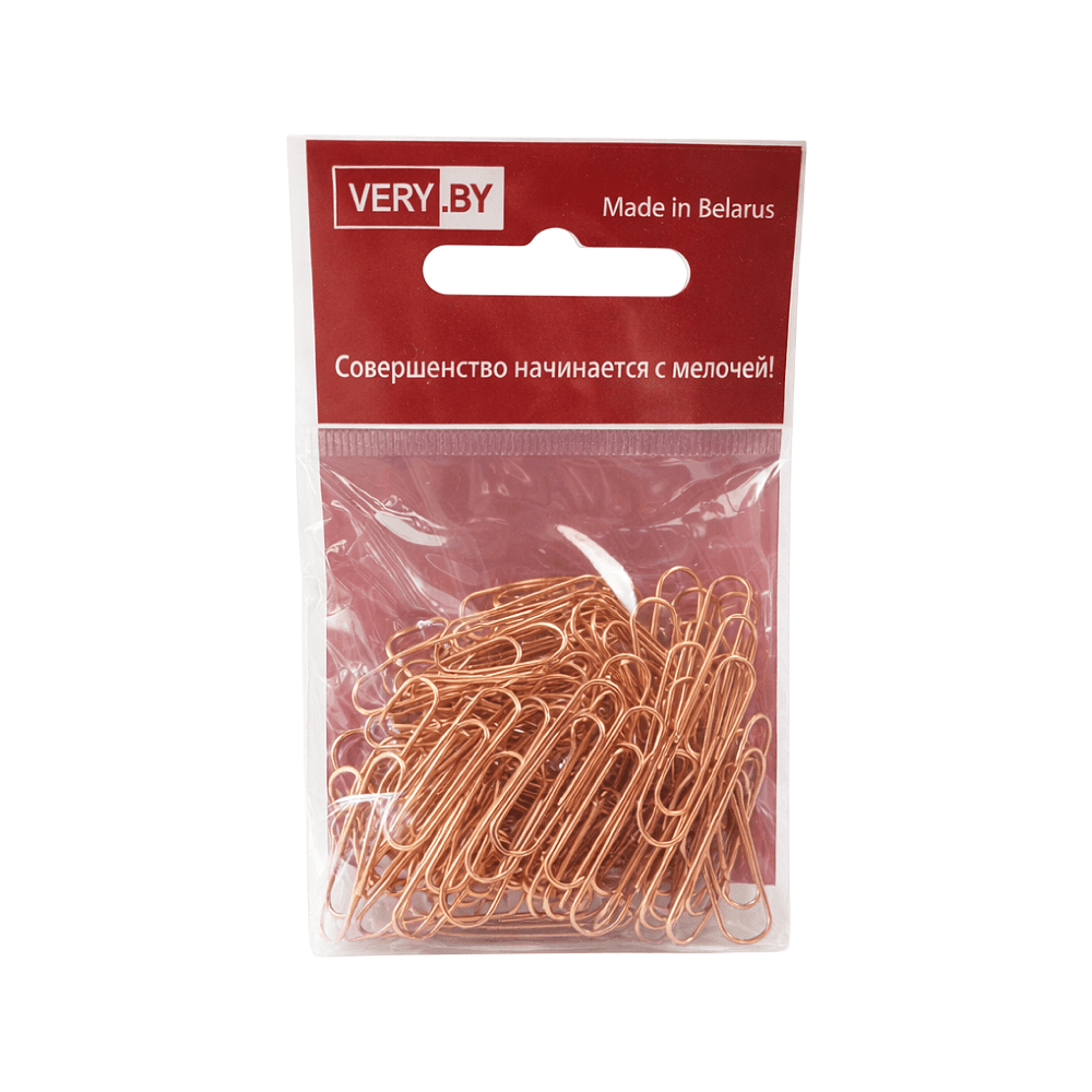 Скрепки овальные "VB", 28 мм, металл, 70 шт, золотистый 