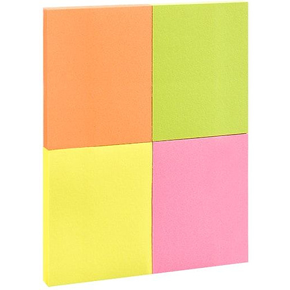 Бумага для записей на клейкой основе "Kores", 40x50 мм, 200 листов, ассорти неон - 2