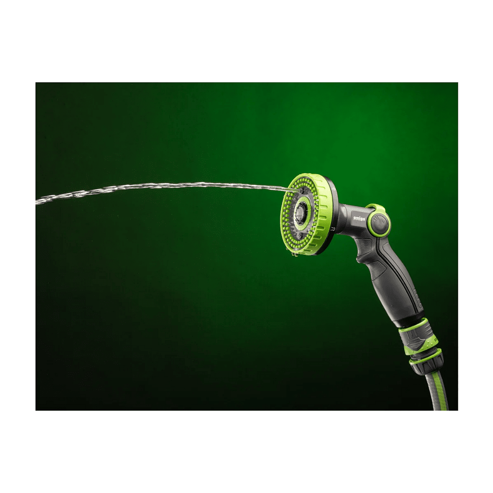 Пистолет-распылитель Amigo Grande 79401, 2/4", 6 фунций, пластик, серый, зеленый - 7