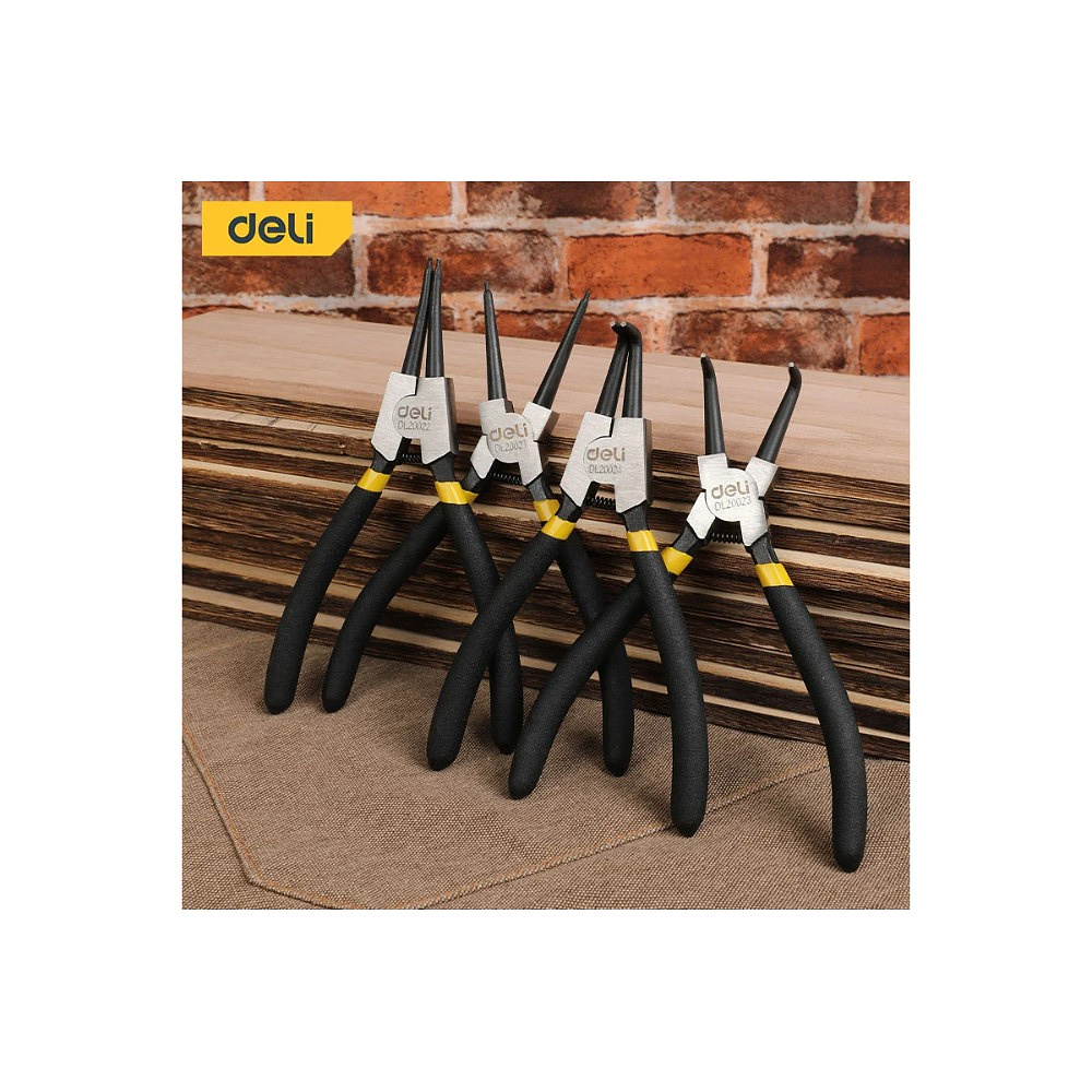 Съемники стопорных колец Deli YS EDL20521-4, 180 мм., набор 4 шт., желтый, черный - 3