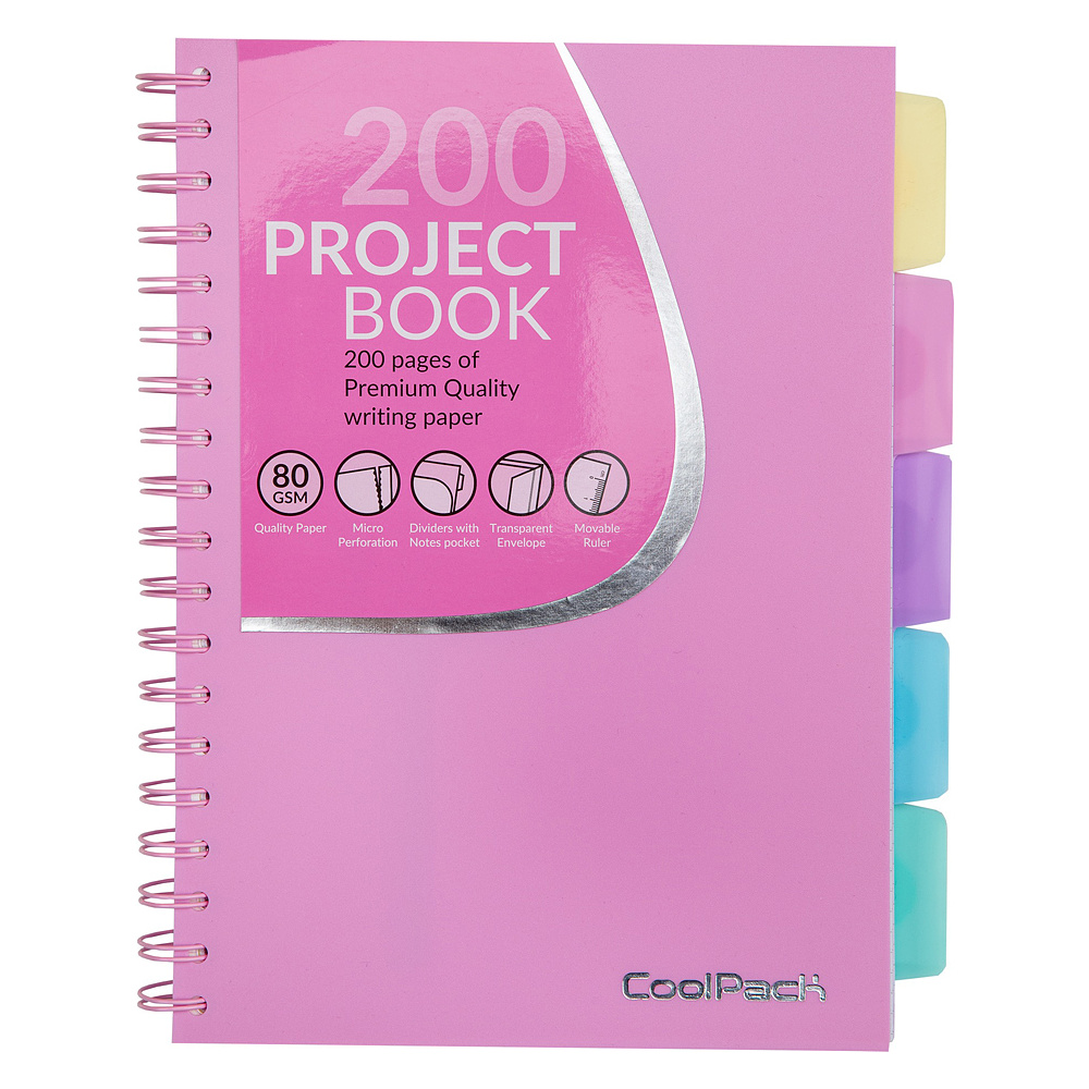 Тетрадь на спирали "Pastel" с разделителем, А4, 100 листов, розовый