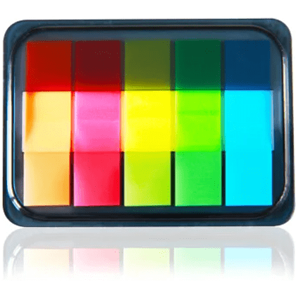 Закладки пластиковые "Deli", 12x44 мм, 100 штук, ассорти неон - 2