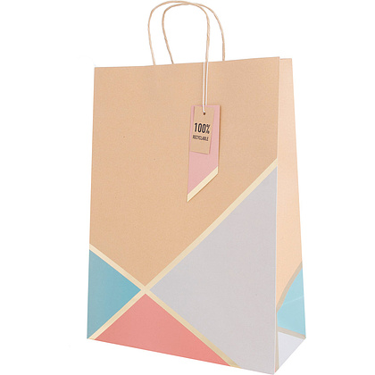 Пакет бумажный подарочный "Geo pastel kraft", 33x15x45.5 см, крафт - 3