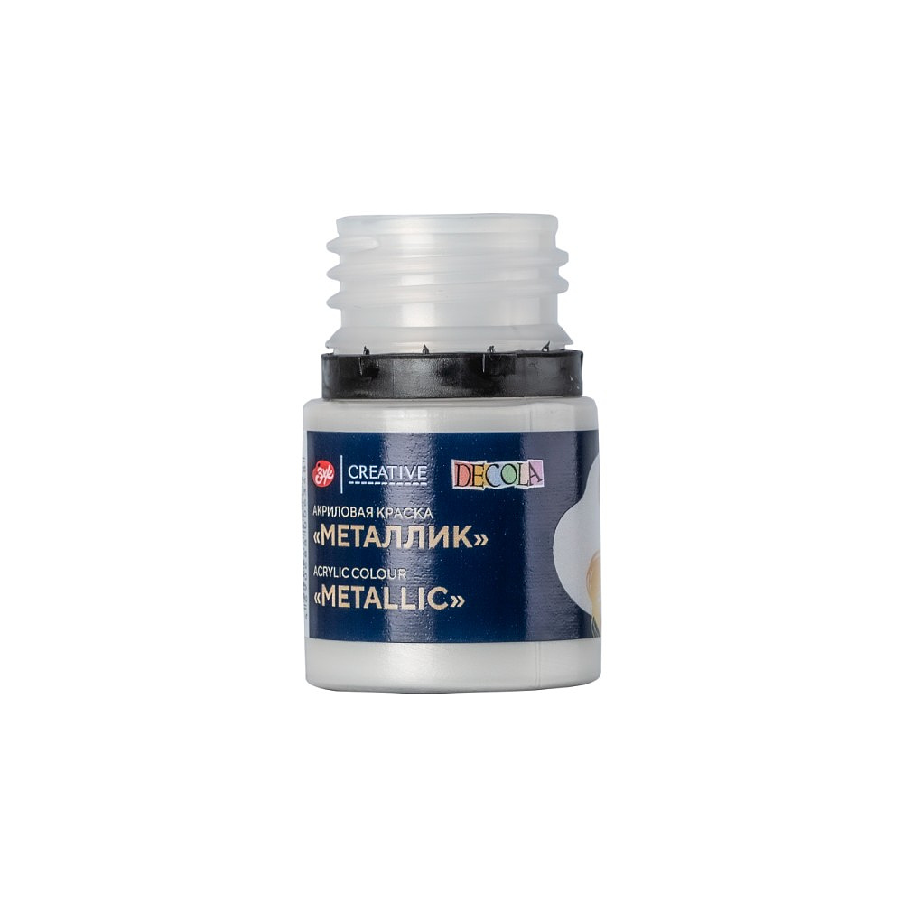 Краска акриловая металлик "Декола", 961 светлое серебро, 20 мл., банка - 3