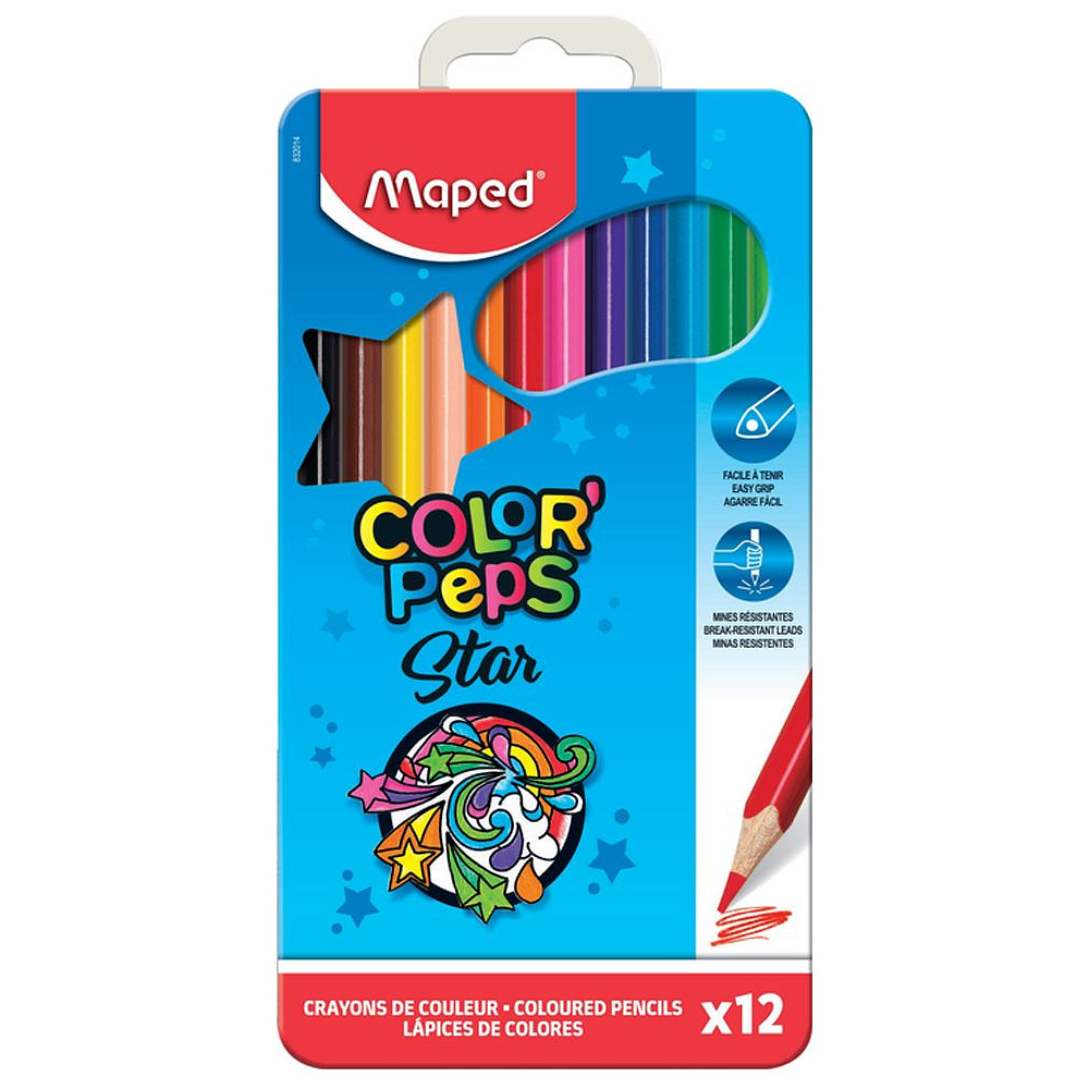 Цветные карандаши Maped "Color Peps" в металлическом пенале, 12 цветов