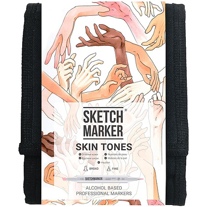 Набор маркеров перманентных двусторонних "Sketchmarker Skin tones", 12 шт.