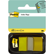 Закладки пластиковые "3М", 25х43 мм, 50 шт, желтый, в диспенсере