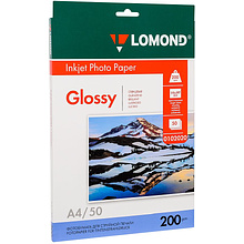 Фотобумага глянцевая для струйной фотопечати "Lomond", А4, 50 листов, 200 г/м2