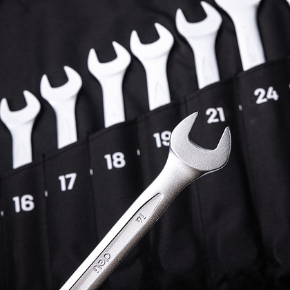 Ключ комбинированный "Deli" набор 14 шт., 10-32 мм, чехол, серебристый - 6