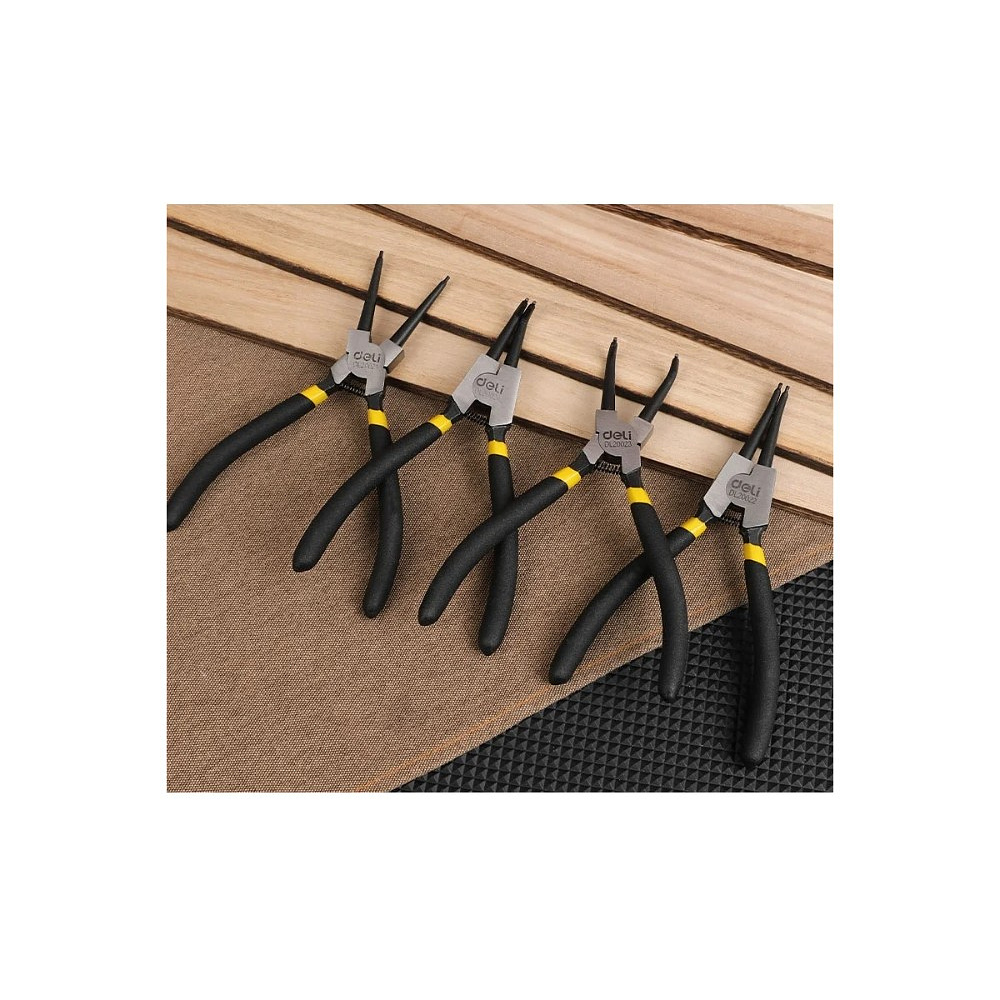 Съемники стопорных колец Deli YS EDL20521-4, 180 мм., набор 4 шт., желтый, черный - 4