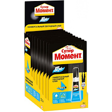 Клей-гель универсальный секундный "Супер Момент" 3 гр., блистер-карта, шоу-бокс