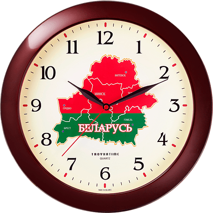 Часы настенные "984567", стекло, 290 мм, бордовый