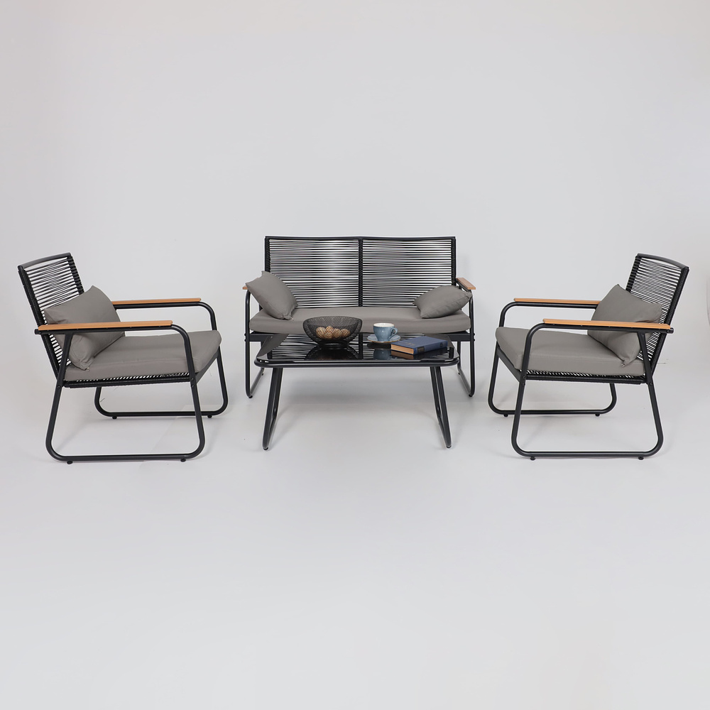 Комплект мебели садовой AksHome GARDENIA (кресло  2 шт, диван 1 шт, стол 1 шт), черный - 13