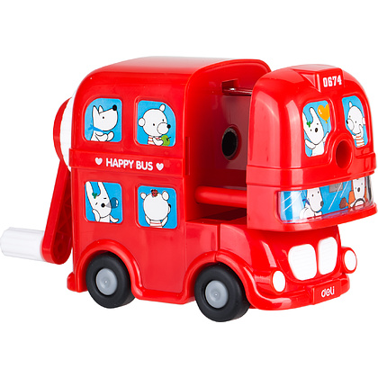 Точилка Deli "Bus", 1 отверстие, ассорти - 2