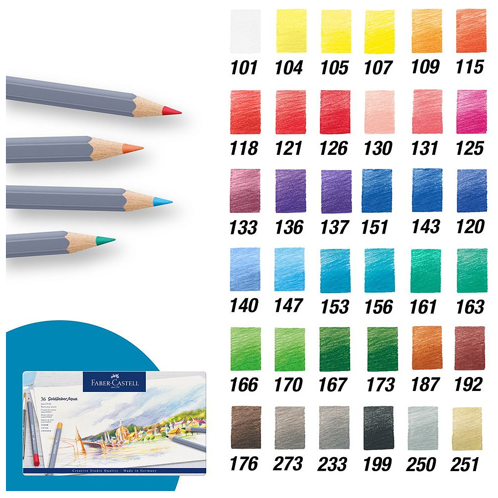 Карандаши цветные акварельные "Goldfaber Aqua", 36 цветов, металлическая упаковка - 4