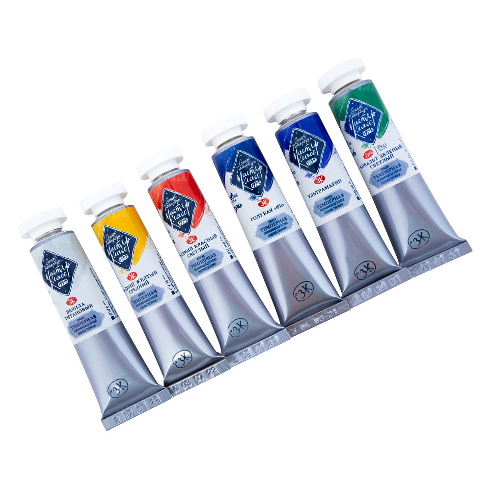 Краски темперные "Мастер Класс базовые цвета", набор 6 цветов, тубы - 5