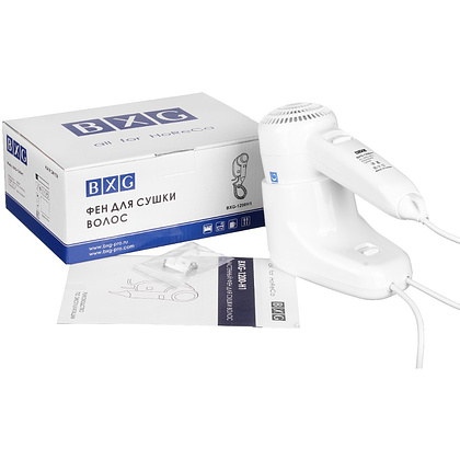 Фен настенный BXG-1200Н1, ABS-пластик, белый - 3