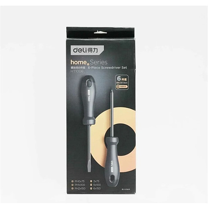 Набор отверток Deli HS EHT1006, 6 шт, Soft Touch, черный - 6
