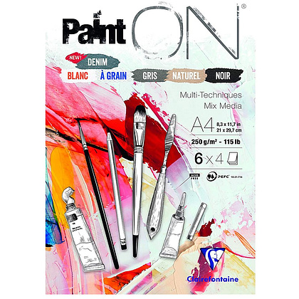 Блок-склейка "Paint'On", А4, 250 г/м2, 24 листа, ассорти