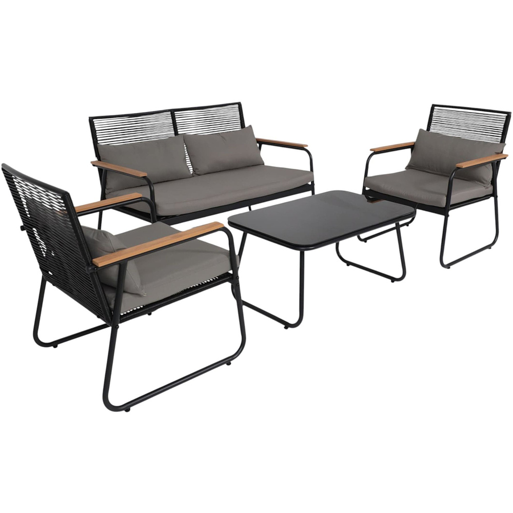 Комплект мебели садовой AksHome GARDENIA (кресло  2 шт, диван 1 шт, стол 1 шт), черный