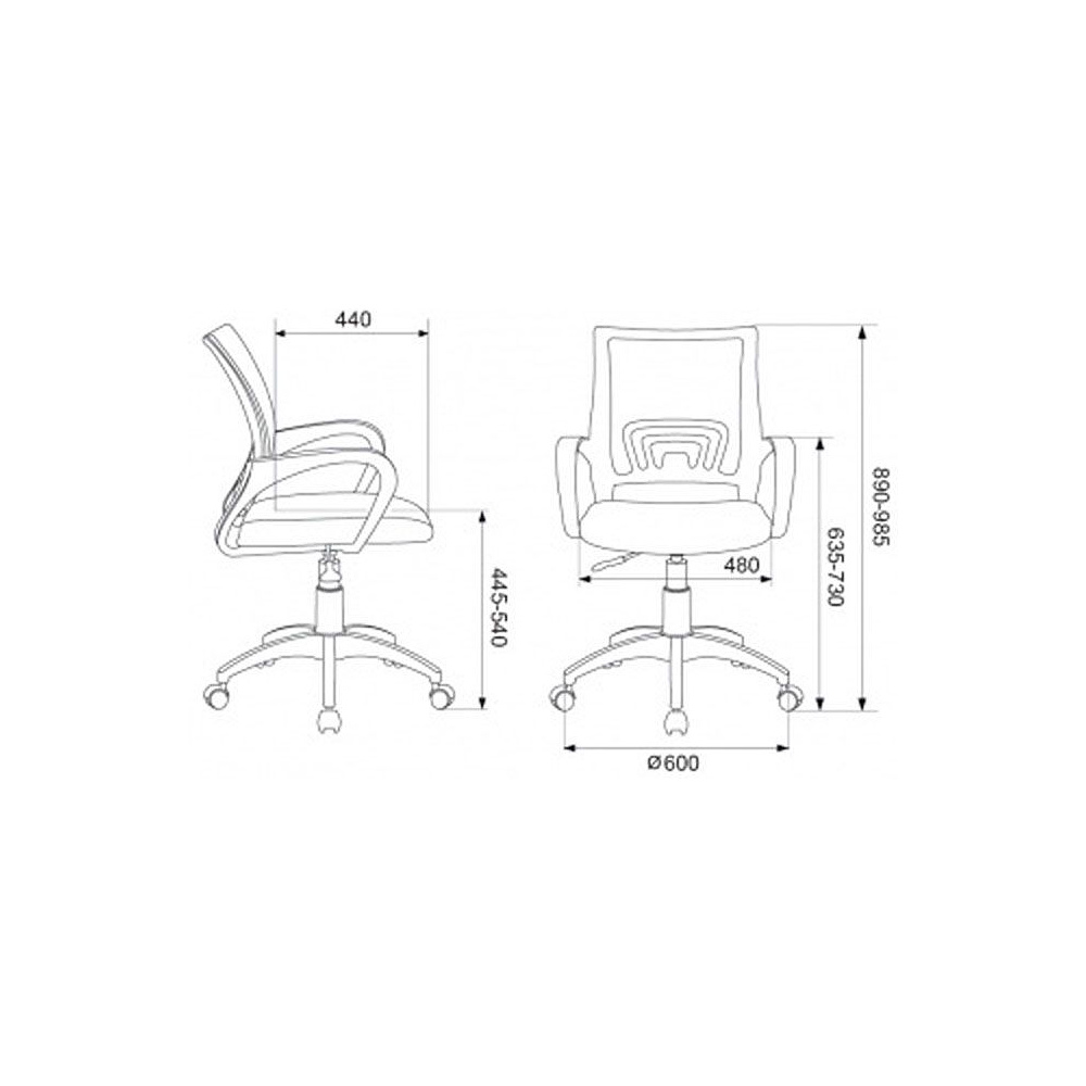 Кресло для персонала Бюрократ "CH-695NLT", ткань, пластик, красный, черный - 5