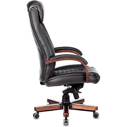 Кресло руководителя Бюрократ "T-9924WALNUT", кожа, металл, дерево, черный - 3