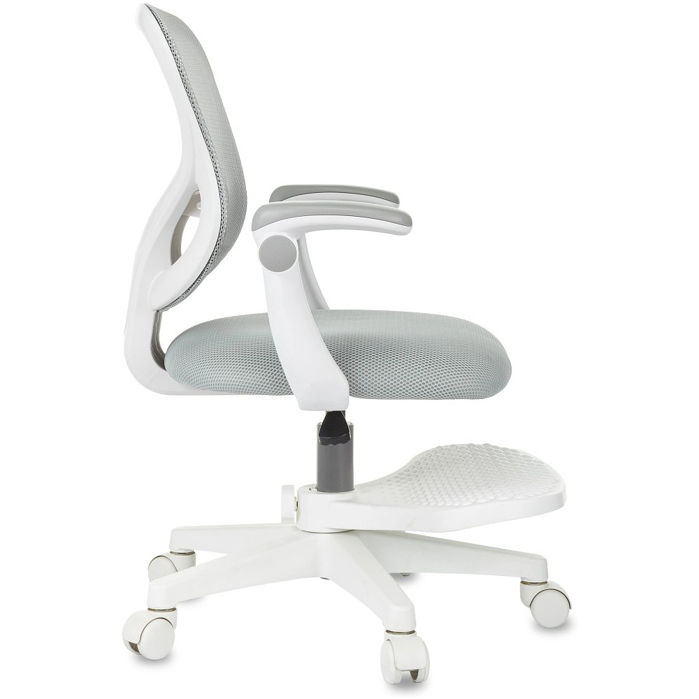 Кресло детское Бюрократ Burokids 3, сетка, ткань, пластик, корпус белый, подставка для ног, серый - 4