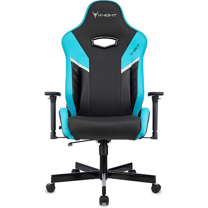 Кресло игровое Бюрократ Knight Thunder 5X экокожа, черный, голубой, металл - 15