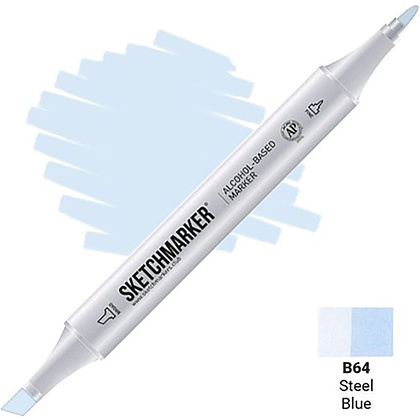 Маркер перманентный двусторонний "Sketchmarker", B64 синяя сталь