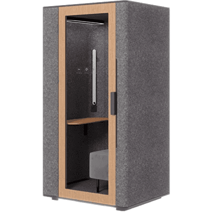 Акустическая кабина одноместная Capsula UNO NEW, глухая стенка, светлый войлок