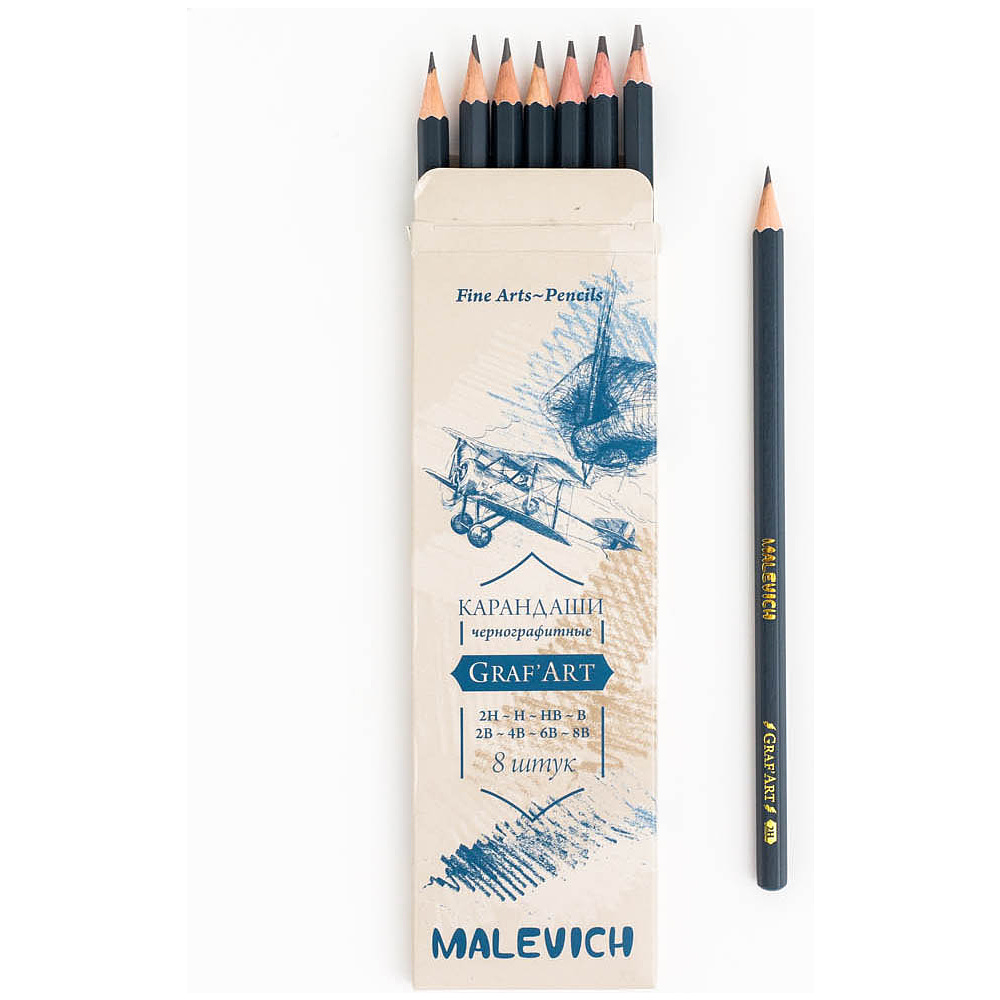 Набор чернографитных карандашей Малевичъ "Graf'Art", 8 шт. - 3