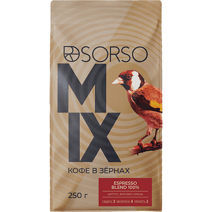 Кофе "Sorso" Espresso Blend, жареные, в зерне, 250 гр.
