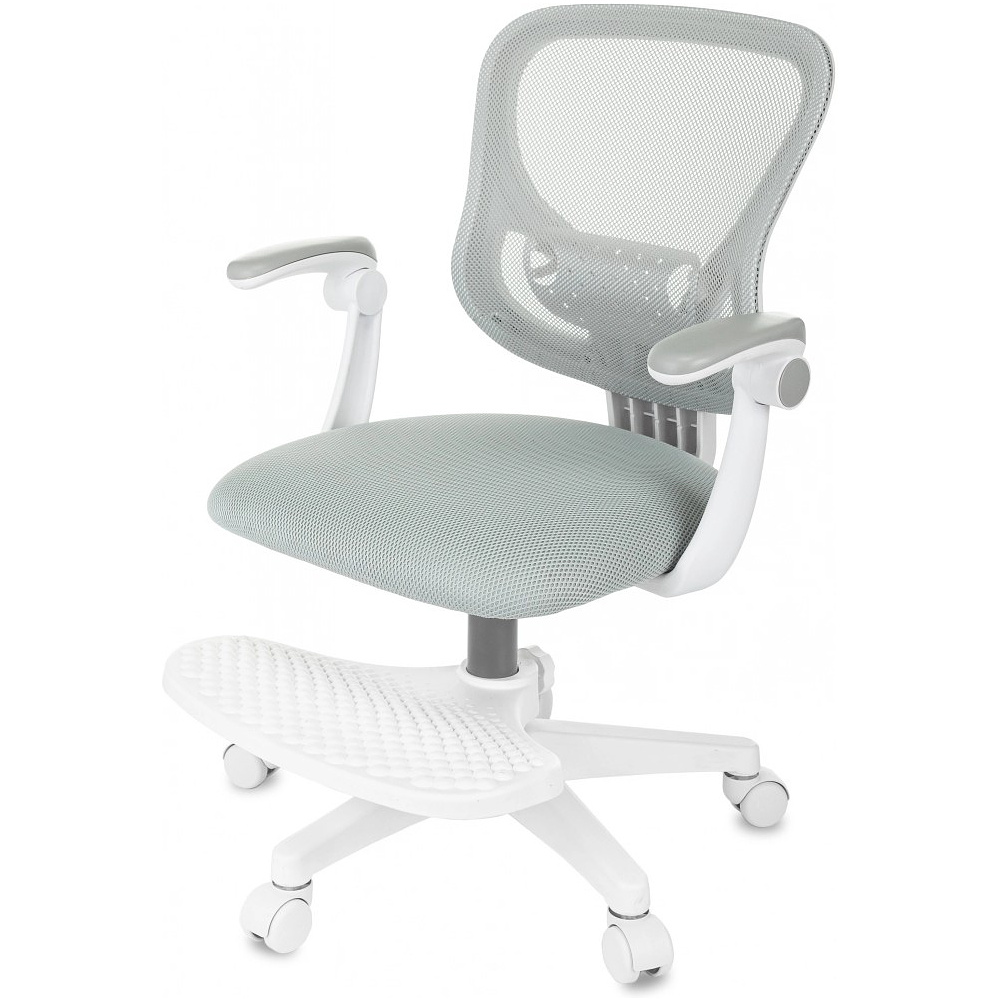 Кресло детское Бюрократ Burokids 3, сетка, ткань, пластик, корпус белый, подставка для ног, серый - 8