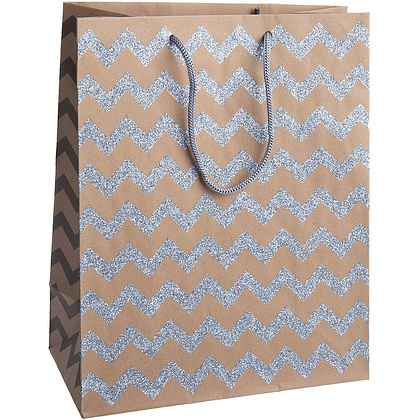 Пакет бумажный подарочный "Зигзаги", 26.4x32.4x13.7 см, ассорти