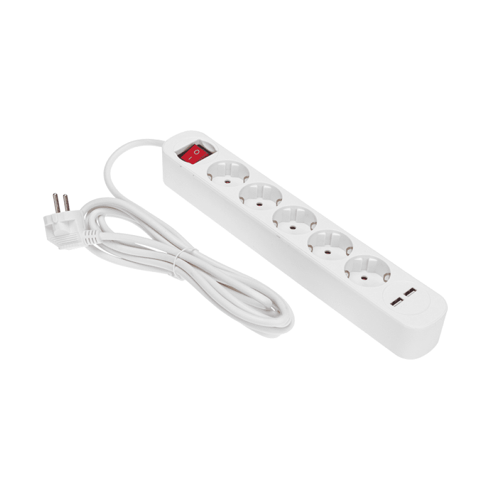 Удлинитель "Standard", 5 розеток, 2 USB, 16А, 3 м, белый - 2