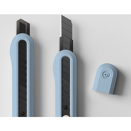 Нож для бумаги "Deli Nusign" усиленный, 0.9 см, синий - 2