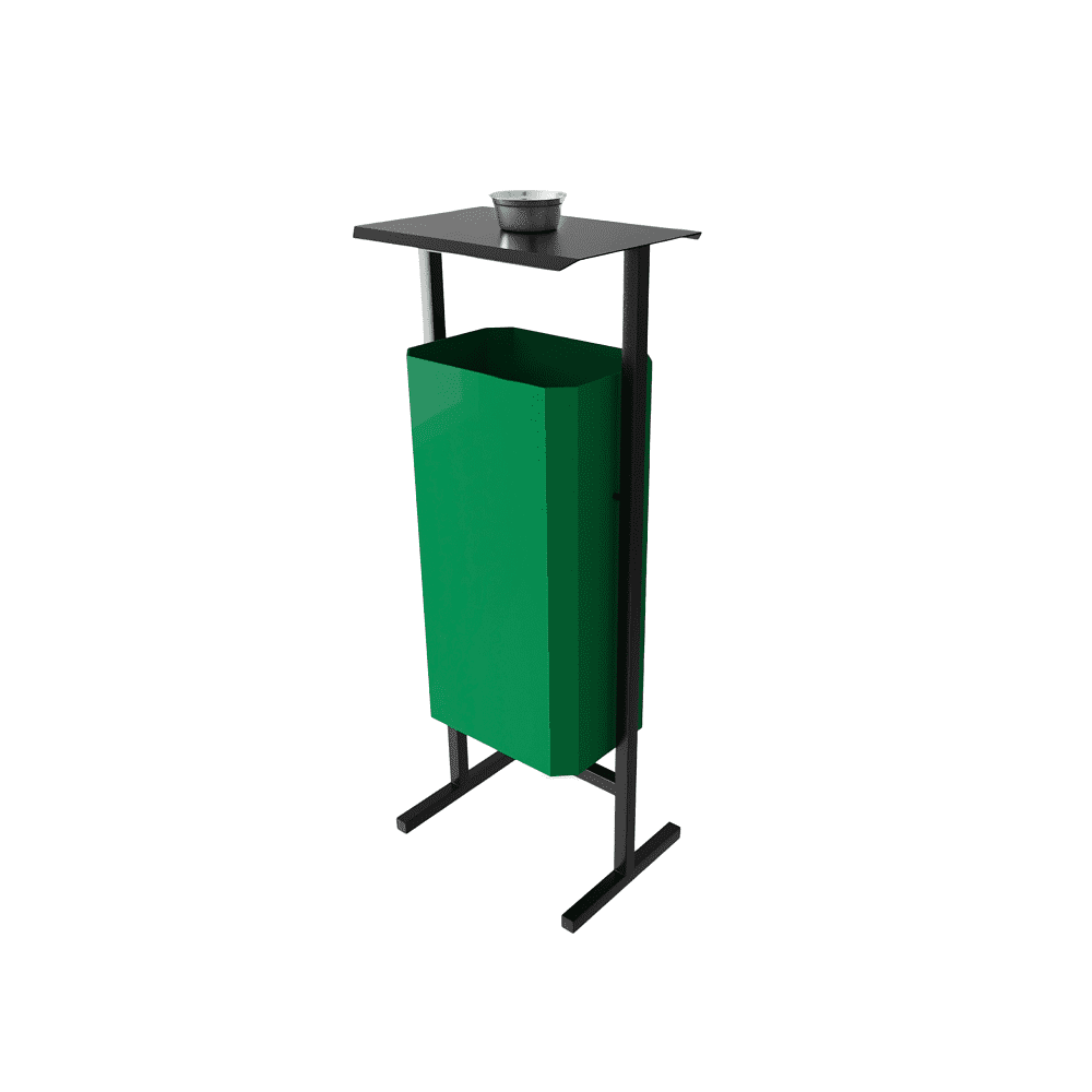 Урна уличная для мусора СТАНДАРТ с пепельницей, 50 л, металл, зелёный